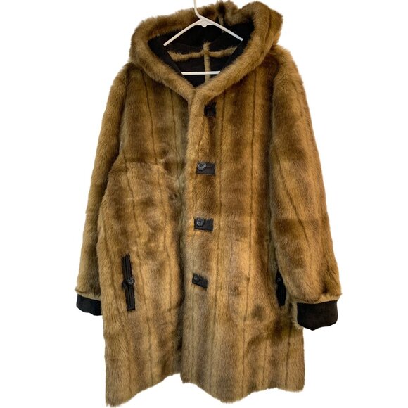 VTG 90s Rare Dennis Basso Reversible Faux Fur Suede Parka Coat Hood RR10730 Mid - Picture 7 of 15